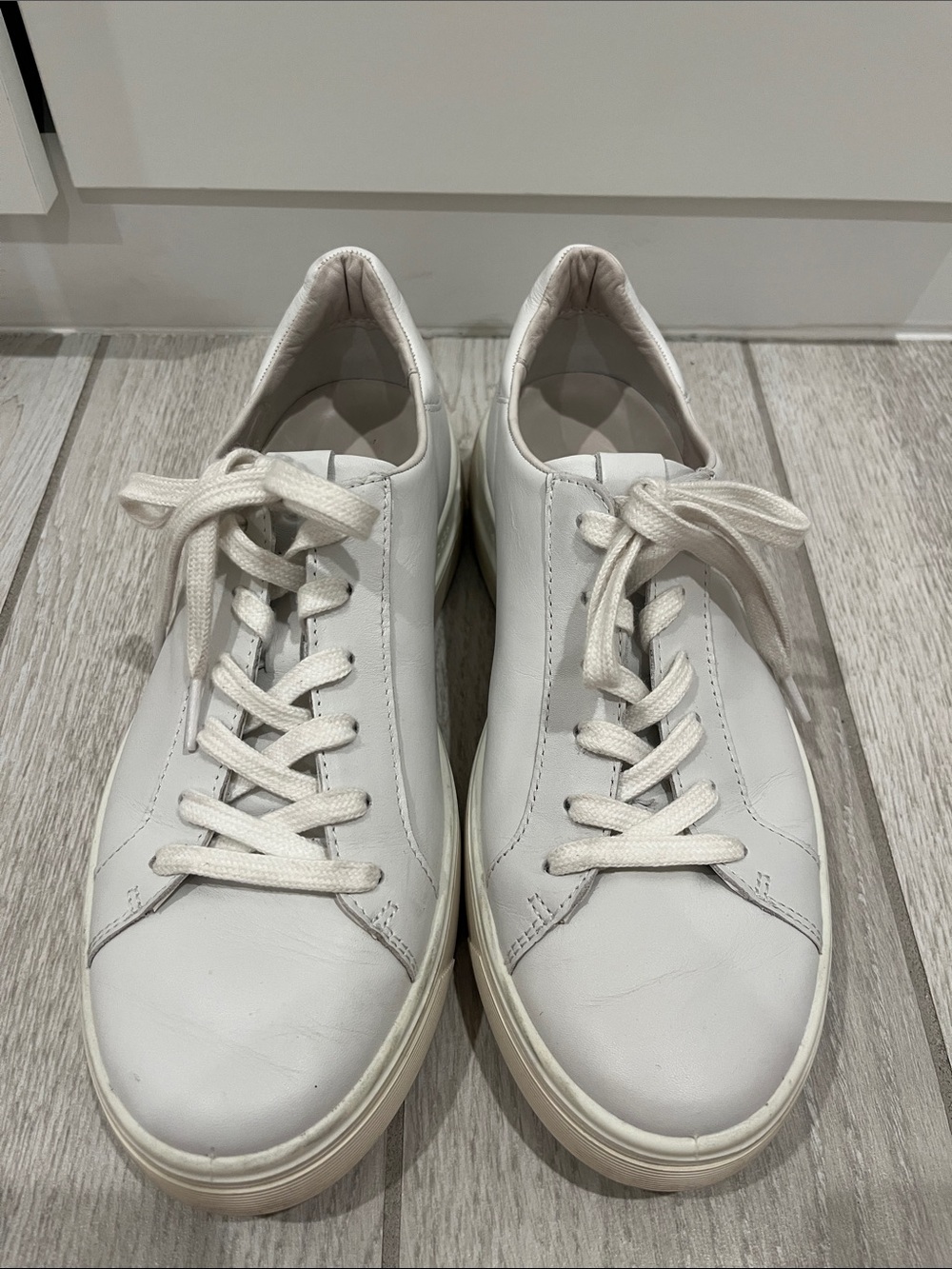Ecco Trey Tech Women's Bone White Leather Sneakers-Classic